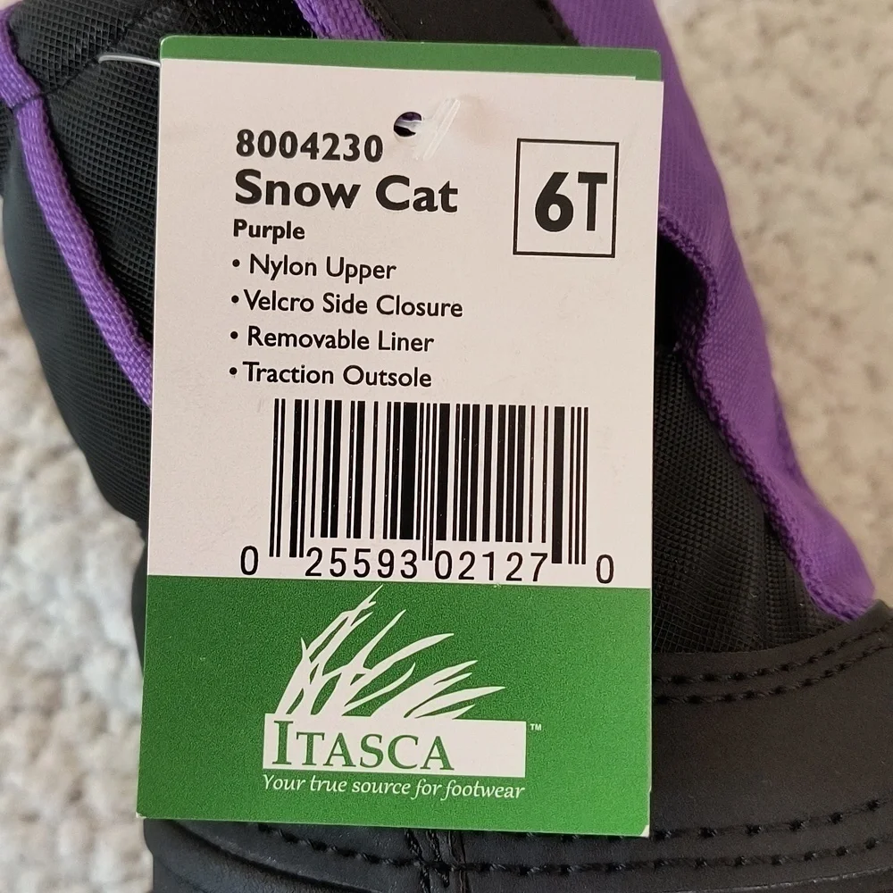 NWT Child's Purple/Black Itasca Snow Cat Winter Boots Size 6T
